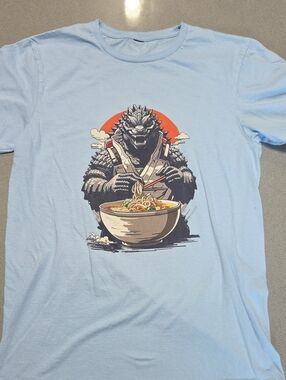 Light Blue Godzilla Ramen Graphic Tee - Unbranded